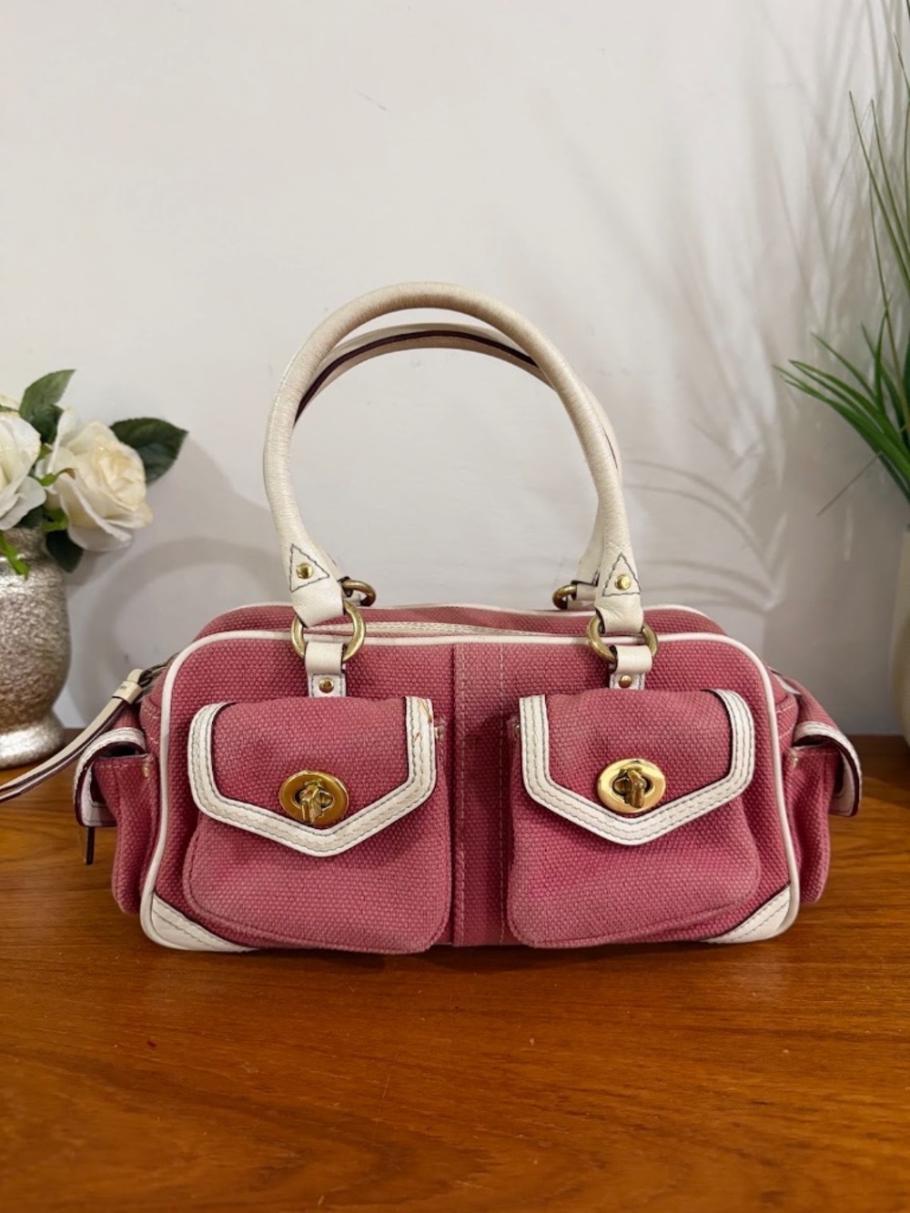 Coach Vintage Y2k Pink Legacy Gallery Turn Lock Satchel Handbag Style 1874 Rare - Picture 10 of 11